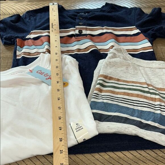 🏄🏼 Cat & Jack set of 3 Short Sleeve Tees 2 Stripe Ts & 1 White T is NWT 🏖️ - Picture 12 of 17